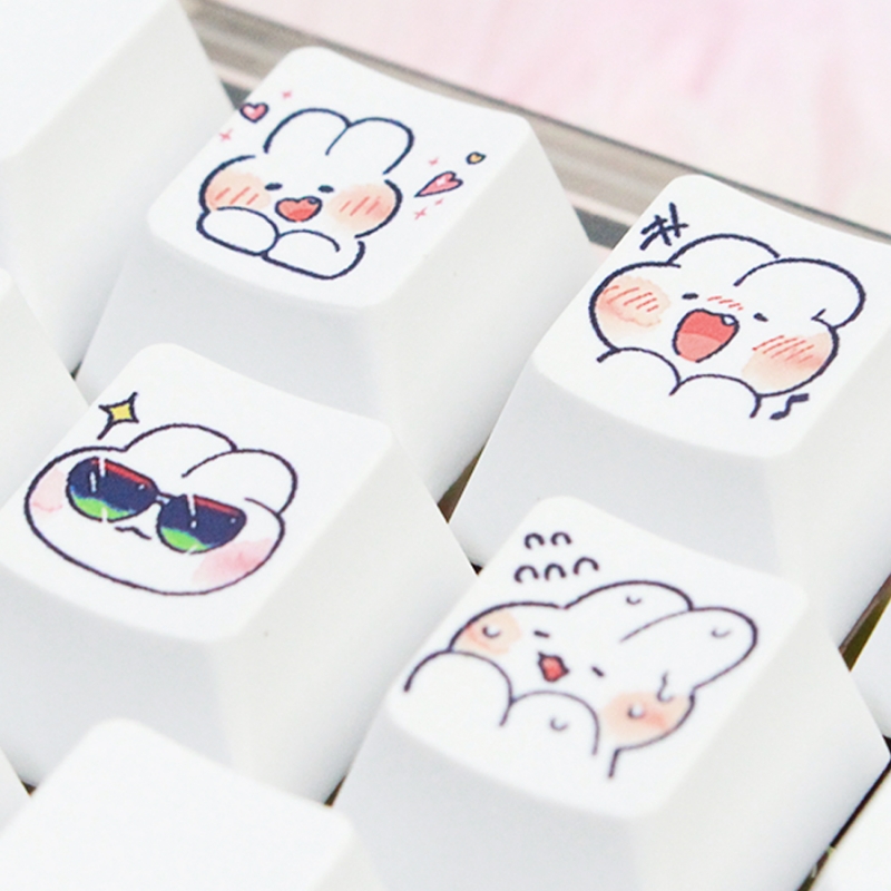 keycaps with cute rabbits patterns